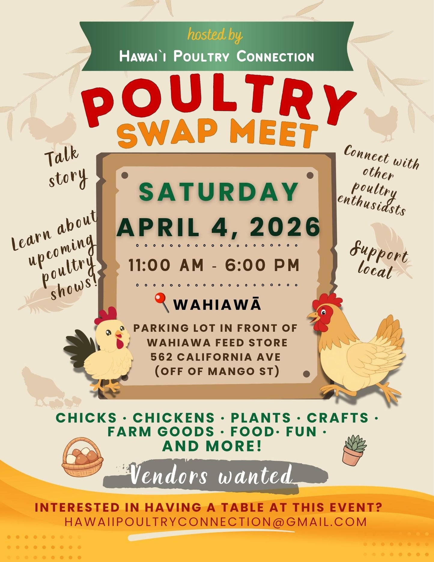 Poultry Swap Meet hosted by Hawai`i Poultry Connection
